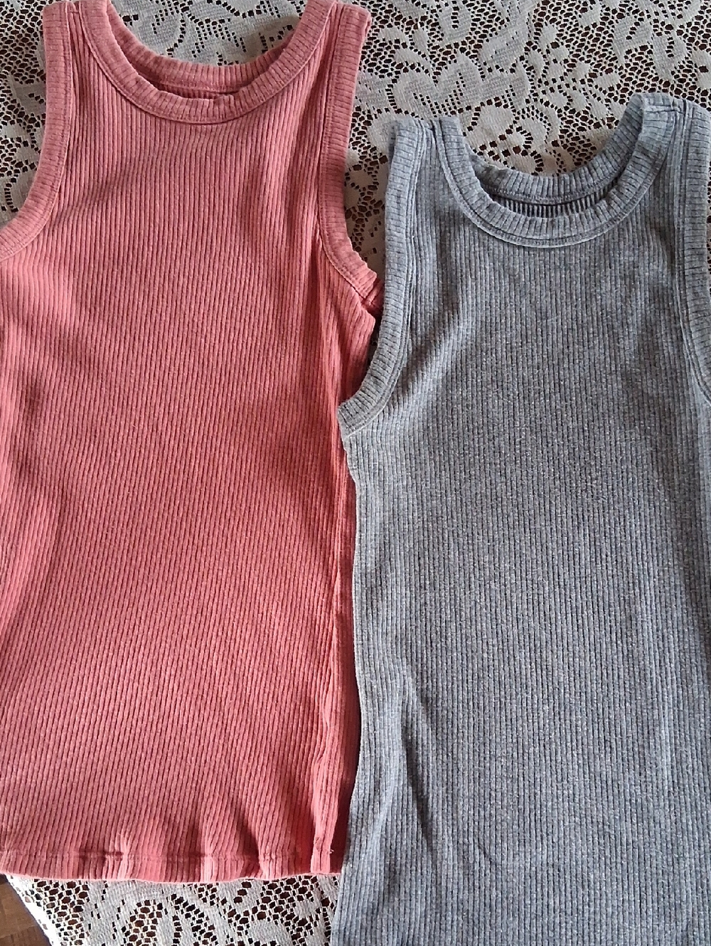 Maurices Ribbed Tank Tops in Coral and Gray